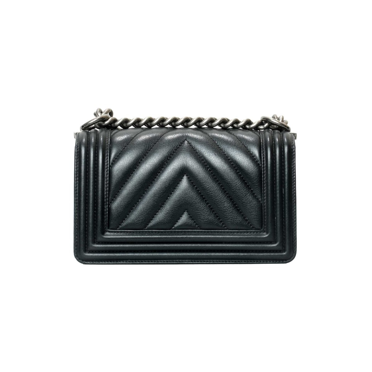 Chanel Black Chevron Boy Bag Small