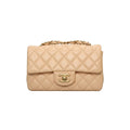 Chanel Tan Lambskin  Mini Rectangular Flap Bag