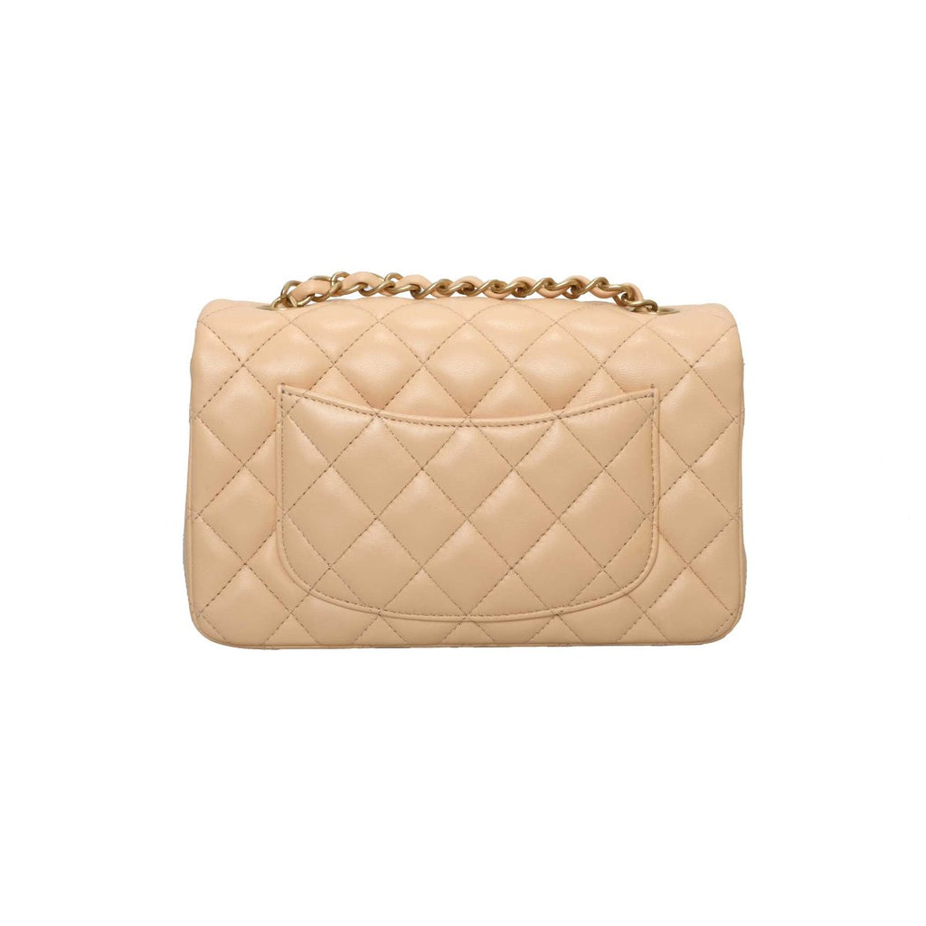 Chanel Tan Lambskin  Mini Rectangular Flap Bag