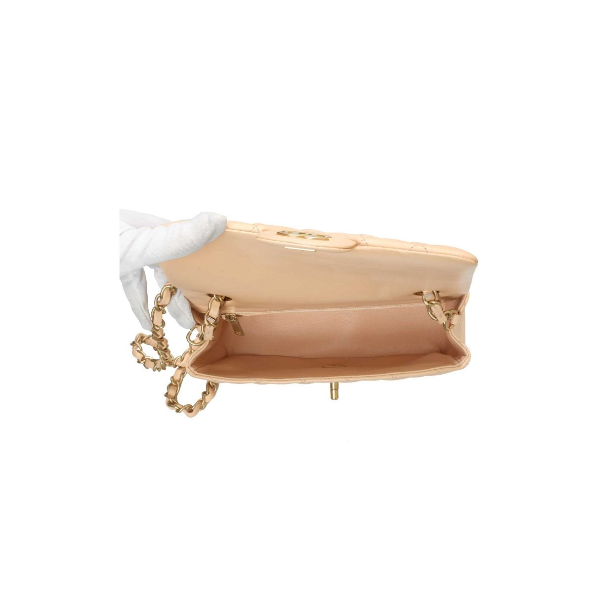 Chanel Tan Lambskin  Mini Rectangular Flap Bag