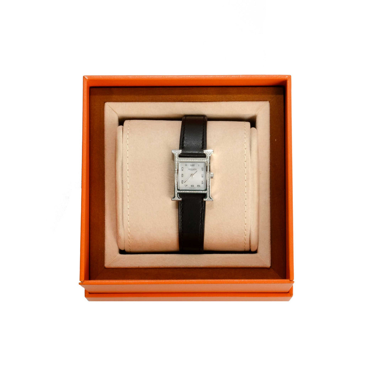 Hermès Stainless Steel and Diamond 21mm H Heure Watch