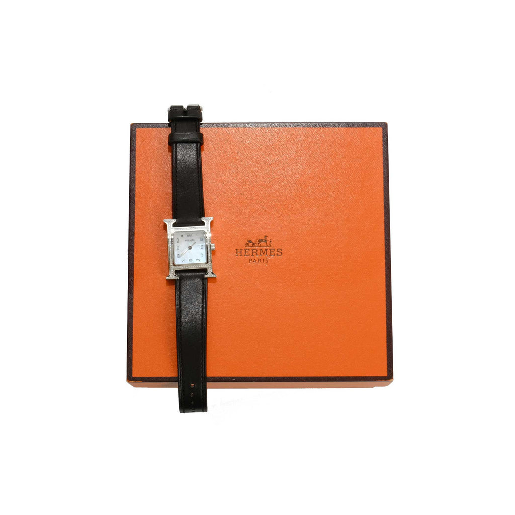 Hermès Stainless Steel and Diamond 21mm H Heure Watch