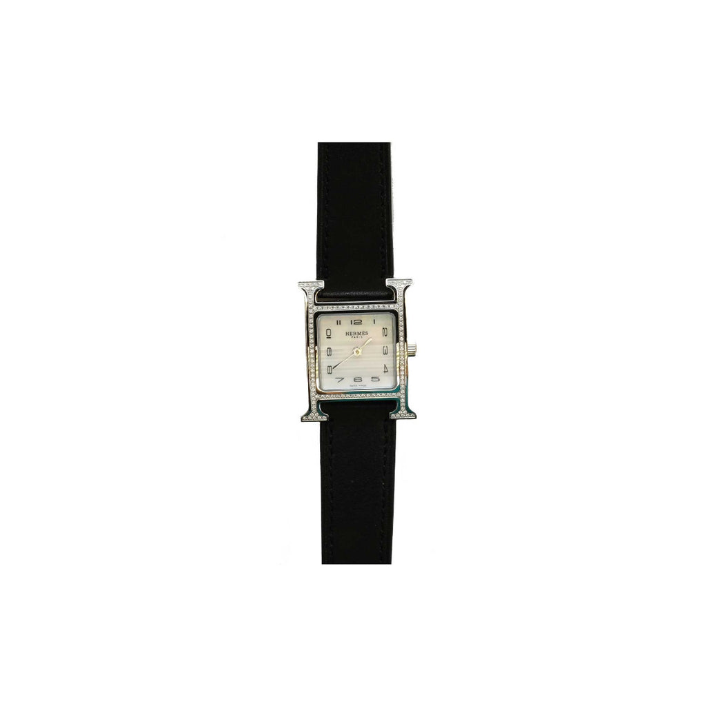 Hermès Stainless Steel and Diamond 21mm H Heure Watch