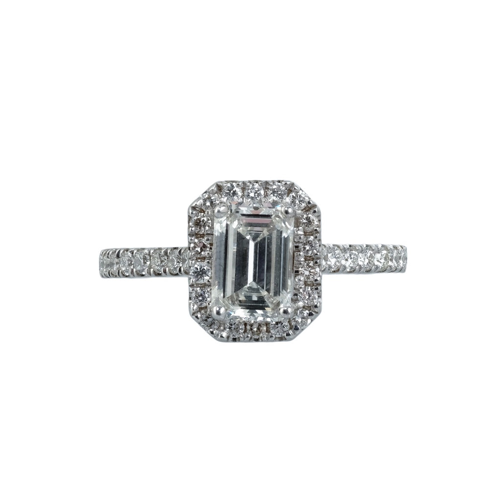 1.01ct H SI Diamond Emerald Cut Engagement 18K WG