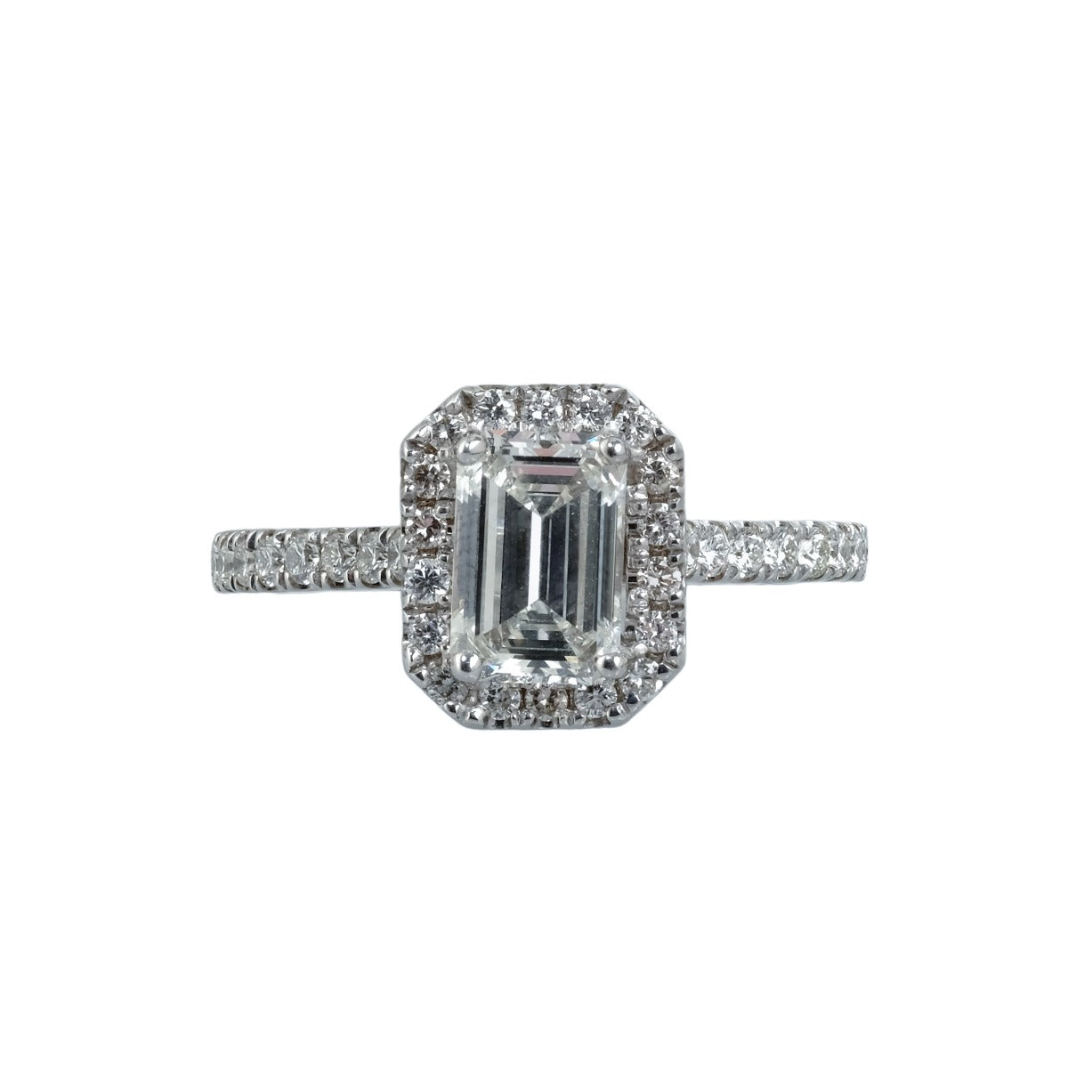 1.01ct H SI Diamond Emerald Cut Engagement 18K WG
