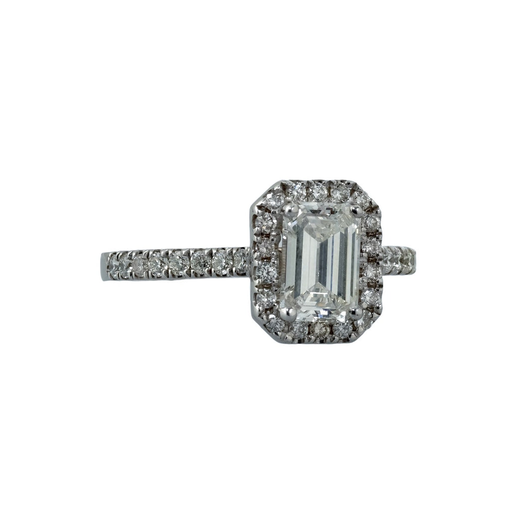 1.01ct H SI Diamond Emerald Cut Engagement 18K WG