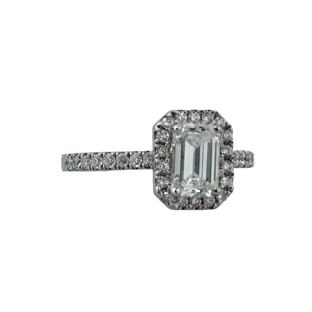 1.01ct H SI Diamond Emerald Cut Engagement 18K WG