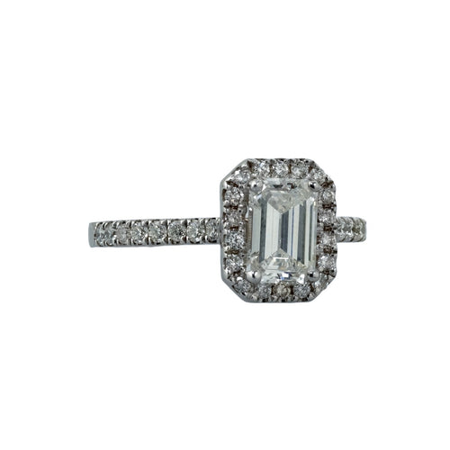 1.01ct H SI Diamond Emerald Cut Engagement 18K WG