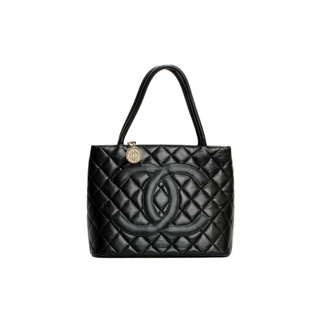 Chanel Medallion Black Caviar Quilted Tote