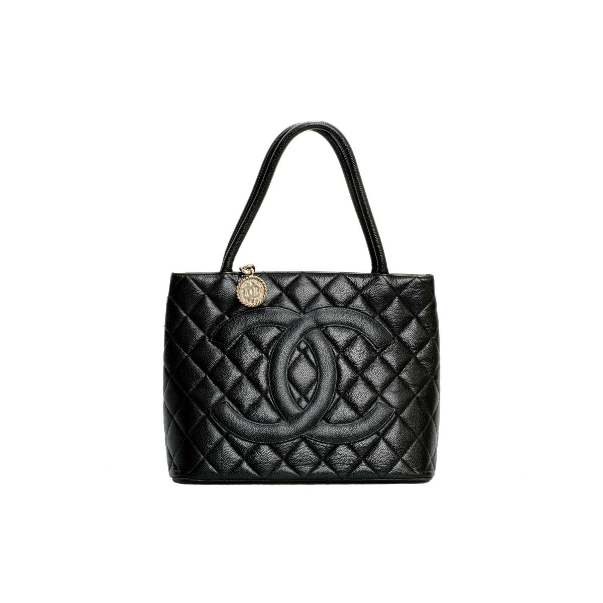 Chanel Medallion Black Caviar Quilted Tote