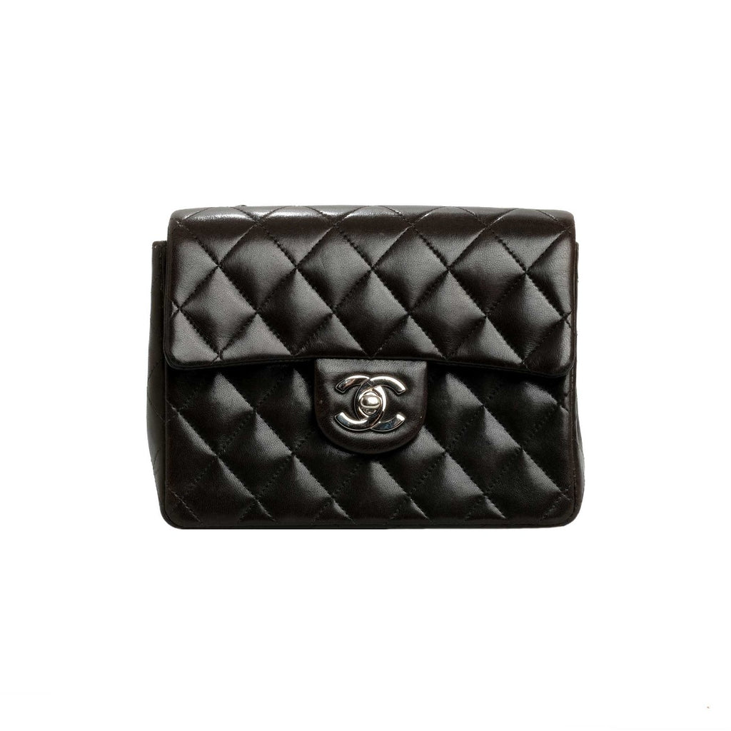 Chanel Black Lambskin Vintage Mini Square Flap Bag