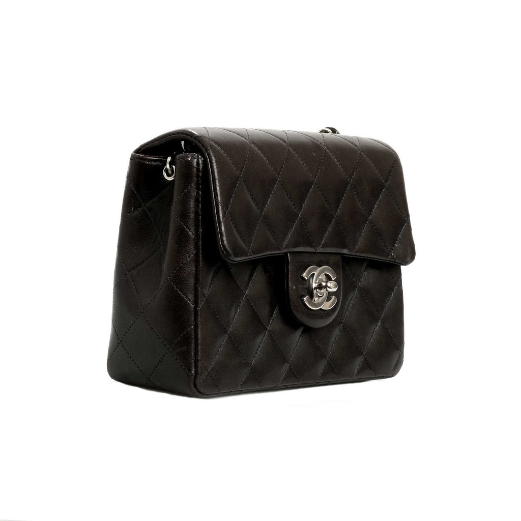 Chanel Black Lambskin Vintage Mini Square Flap Bag