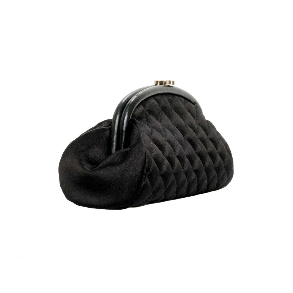 Chanel Timeless Black Satin Clutch