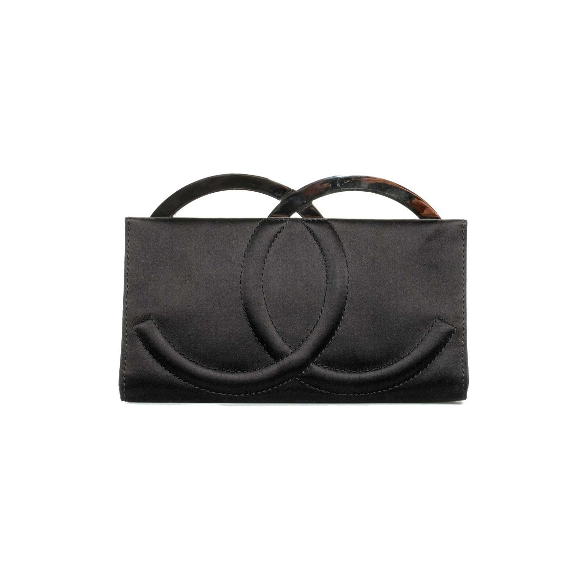 Chanel CC logo Black Satin Clutch