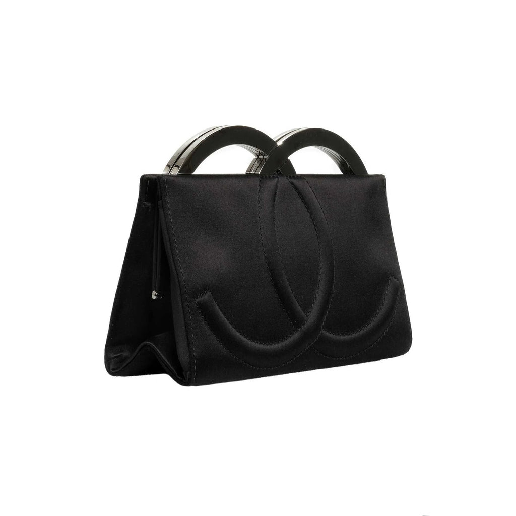 Chanel CC logo Black Satin Clutch