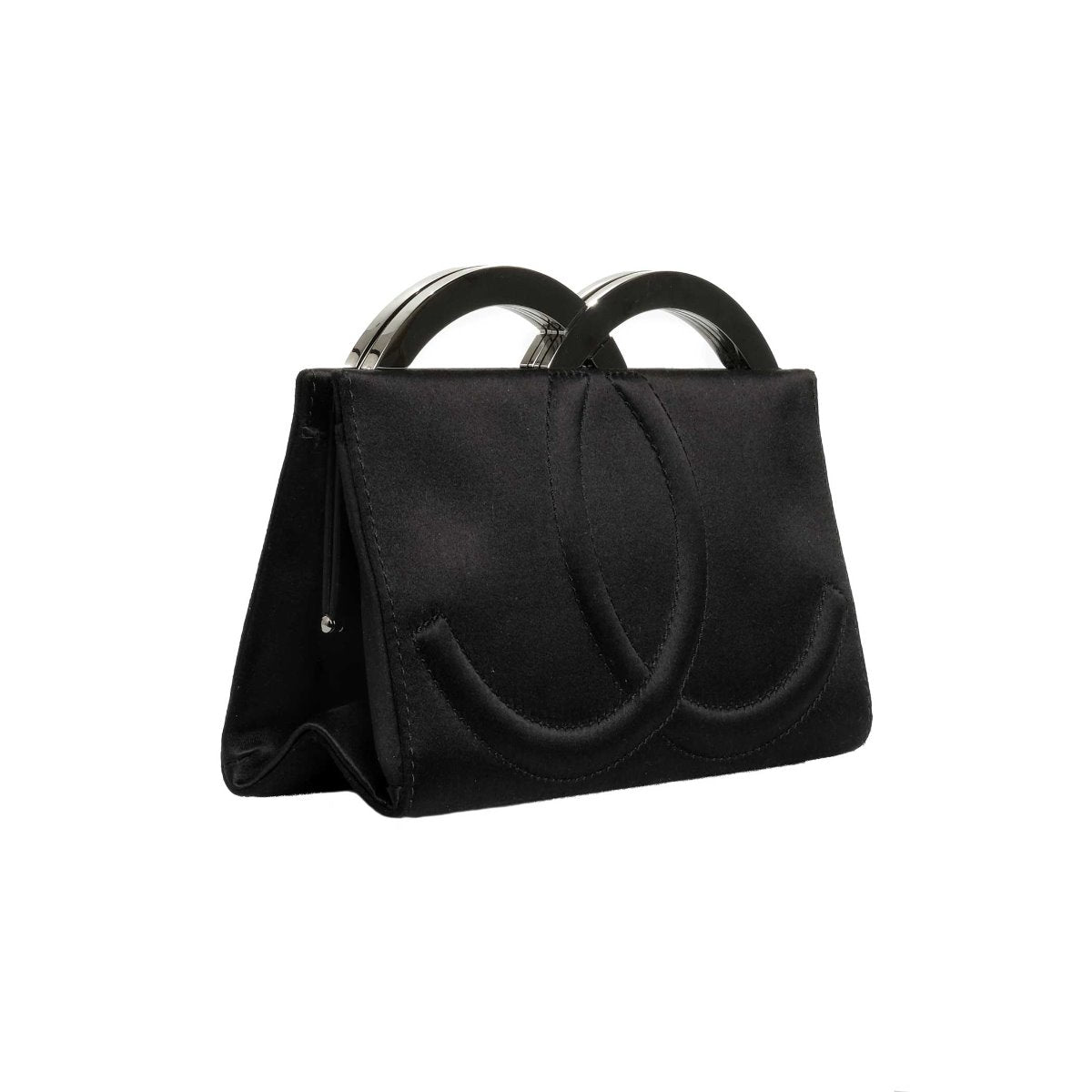 Chanel CC logo Black Satin Clutch