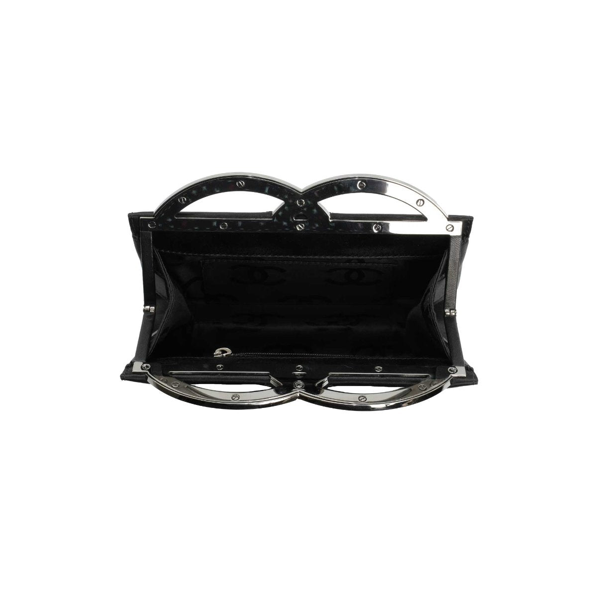Chanel CC logo Black Satin Clutch