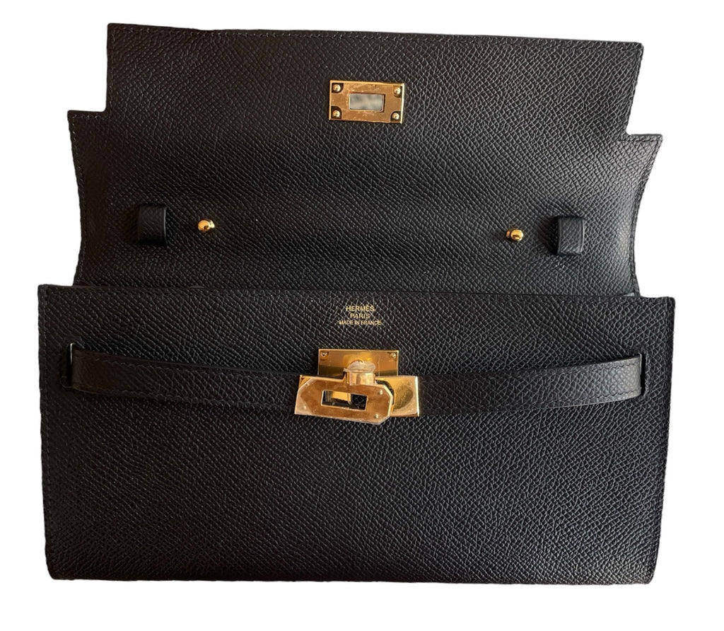 2023 Hermes Noir Epsom Kelly To Go Wallet on Strap WGH