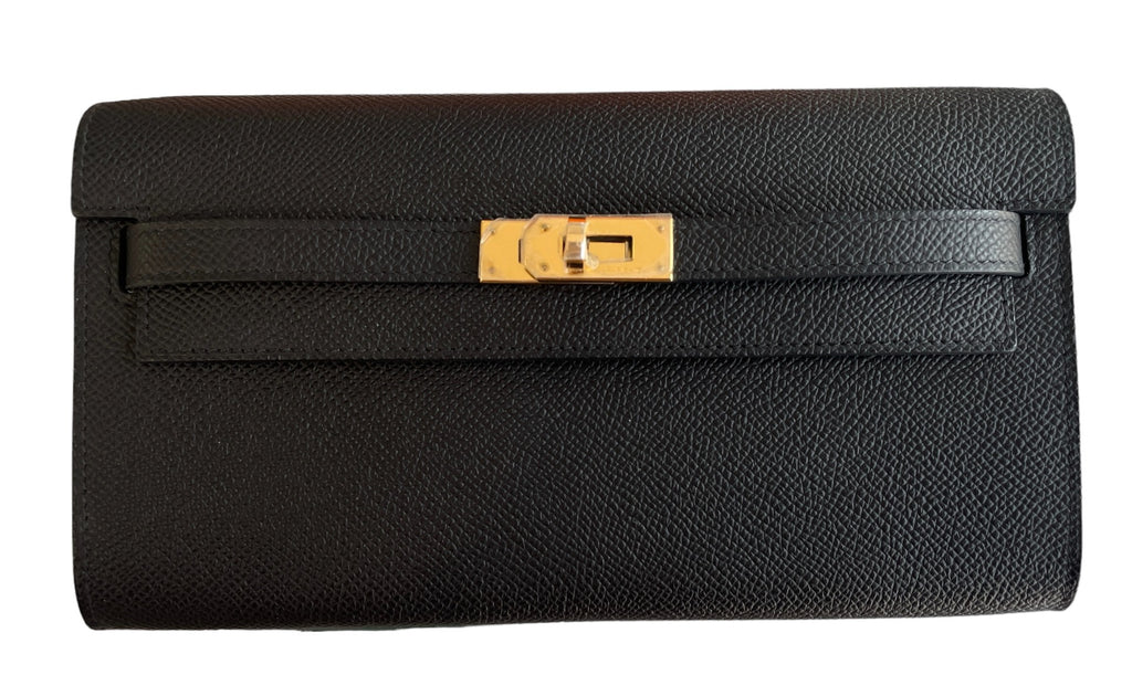 2023 Hermes Noir Epsom Kelly To Go Wallet on Strap WGH