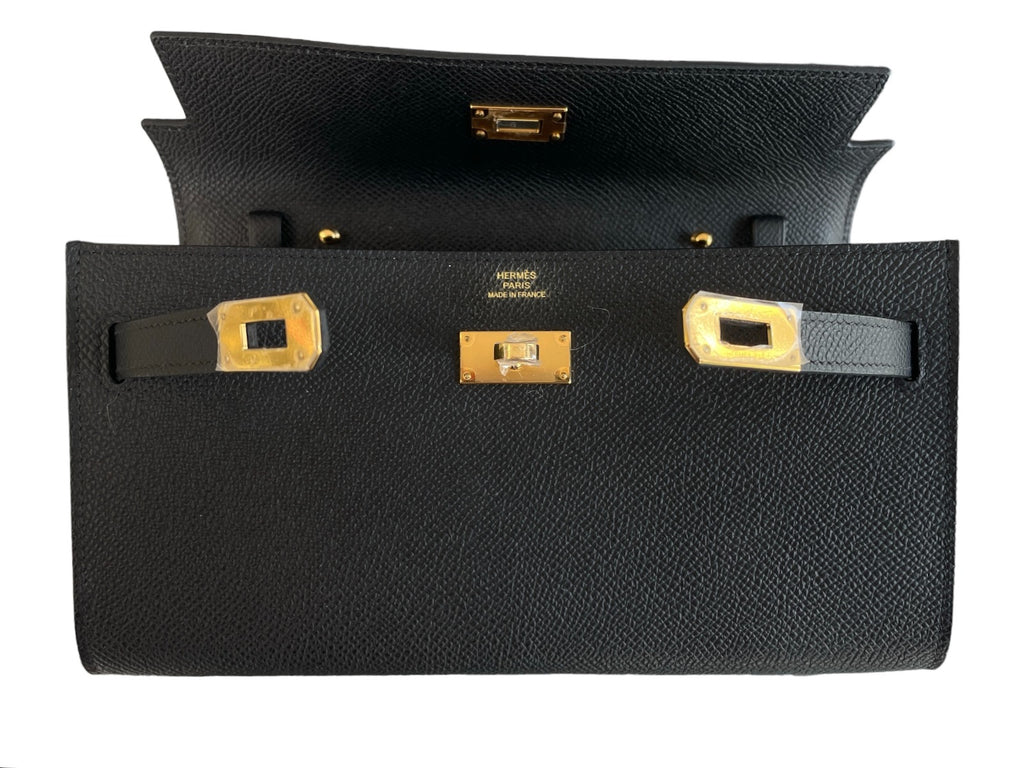 2023 Hermes Noir Epsom Kelly To Go Wallet on Strap WGH