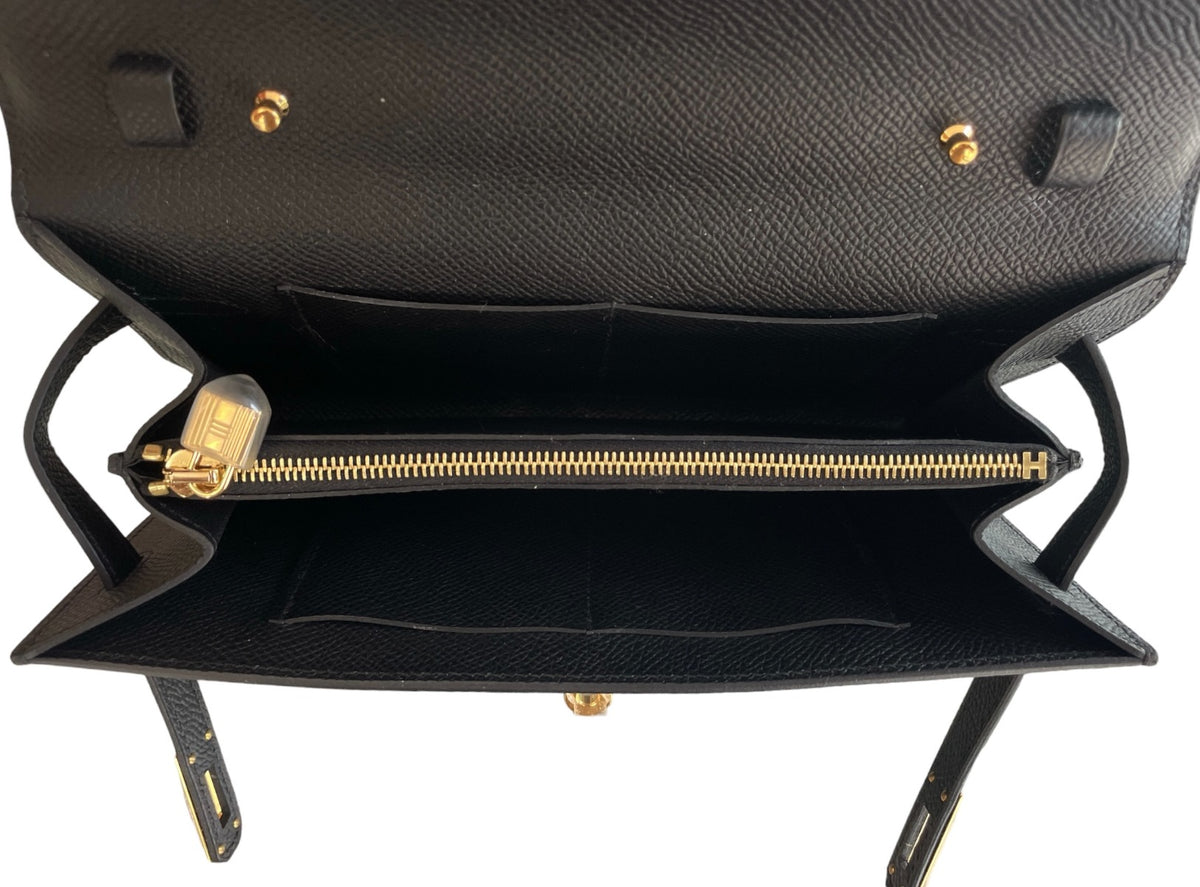 2023 Hermes Noir Epsom Kelly To Go Wallet on Strap WGH