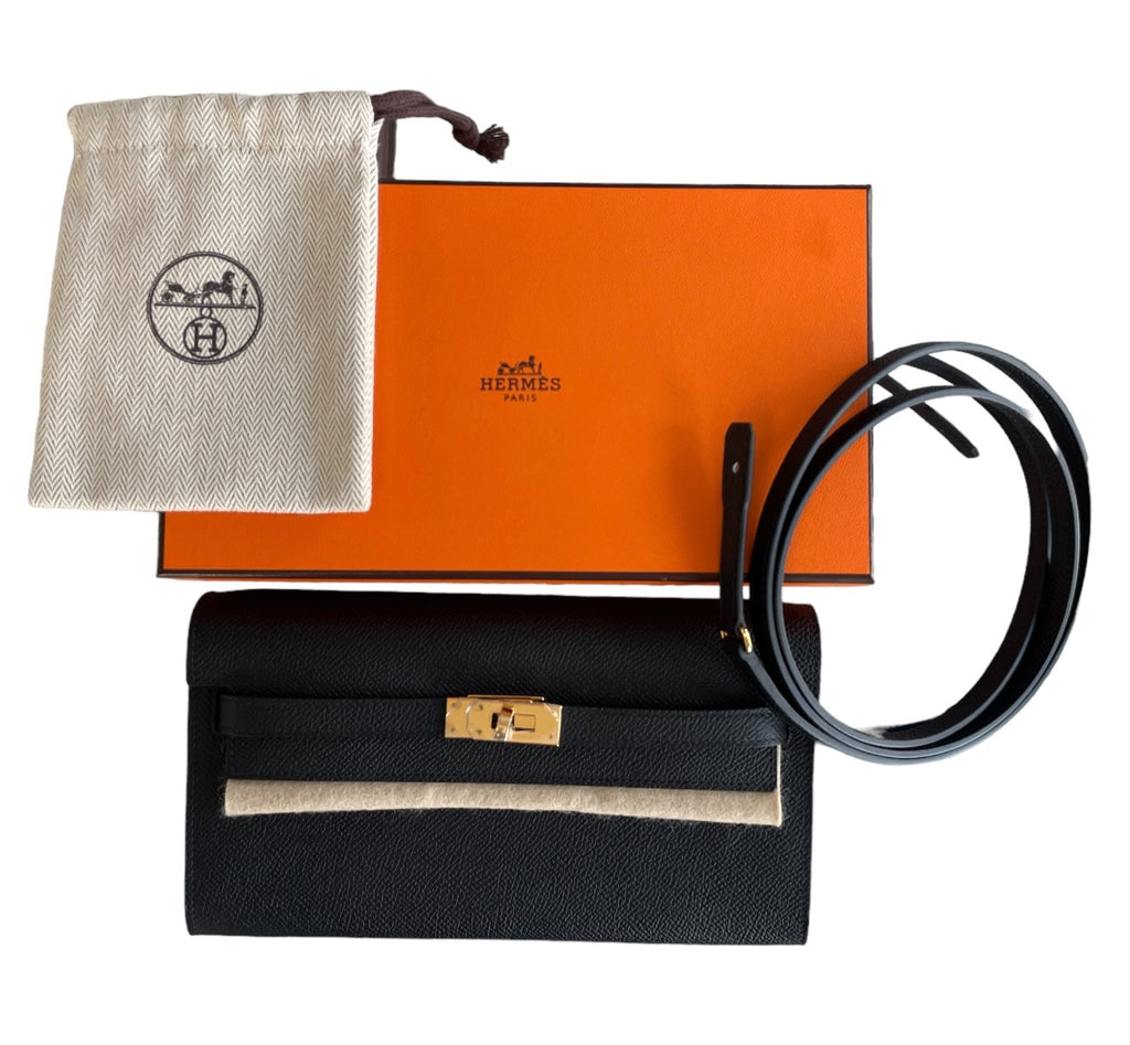 2023 Hermes Noir Epsom Kelly To Go Wallet on Strap WGH