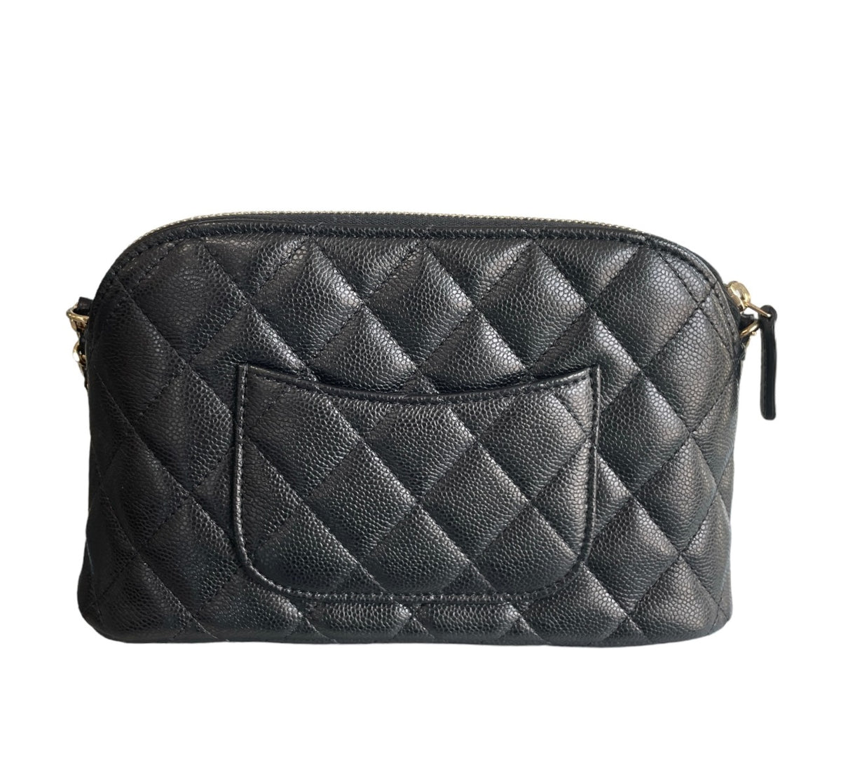 2024 Chanel Black Quilted Caviar Clutch w/ Chain