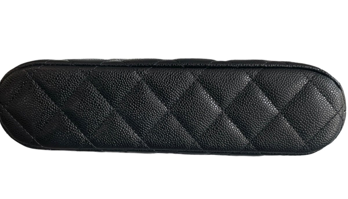 2024 Chanel Black Quilted Caviar Clutch w/ Chain