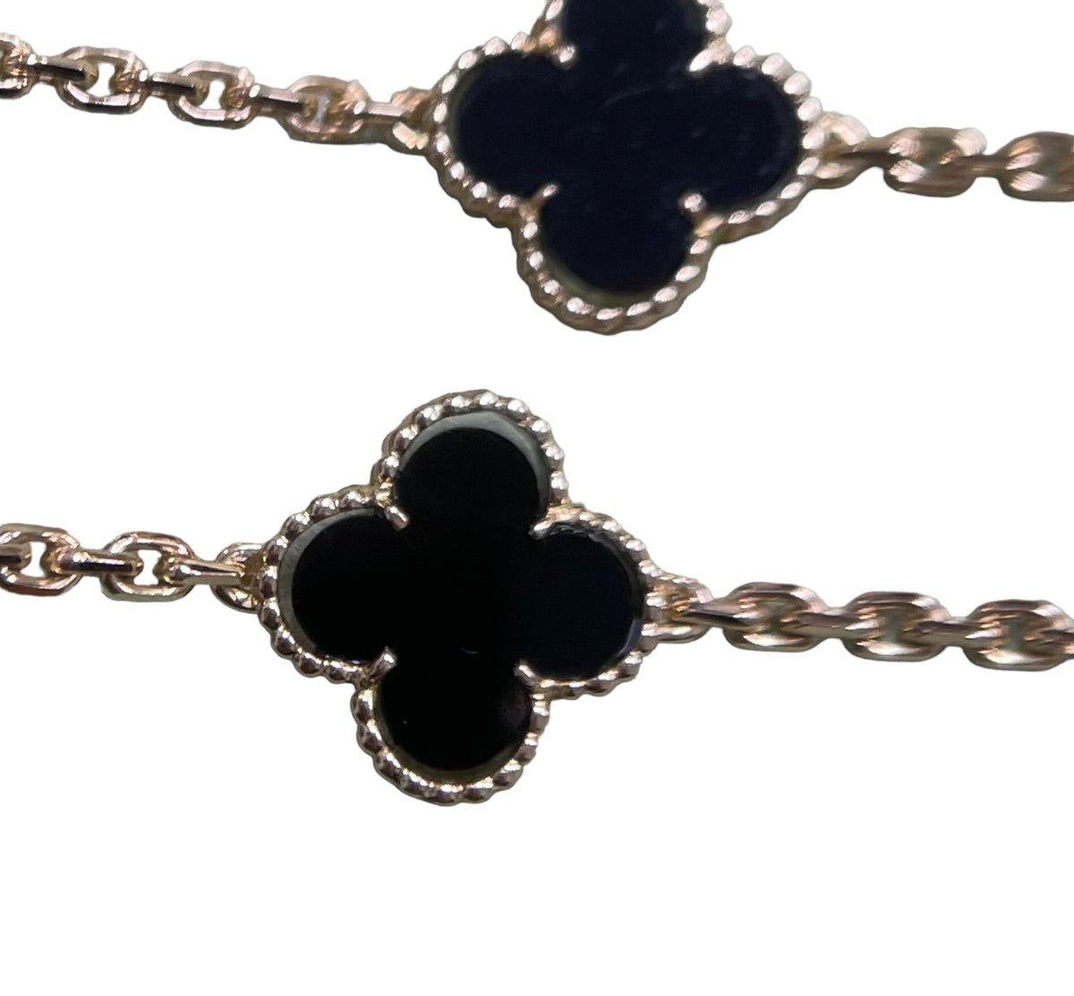 Van Cleef & Arpels Onyx 18K Yellow Gold 20 Motifs Vintage Alhambra Necklace