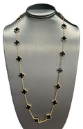 Van Cleef & Arpels Onyx 18K Yellow Gold 20 Motifs Vintage Alhambra Necklace