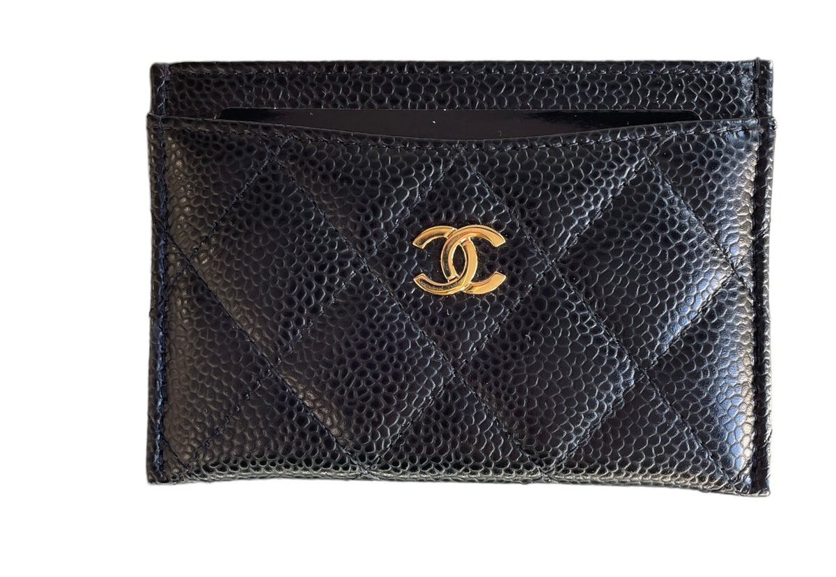 Chanel Black Caviar Leather Card Holder WGH