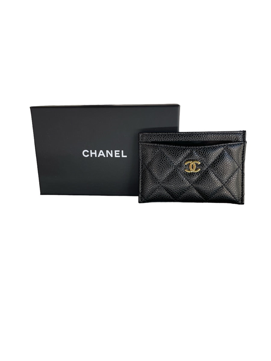 Chanel Black Caviar Leather Card Holder WGH