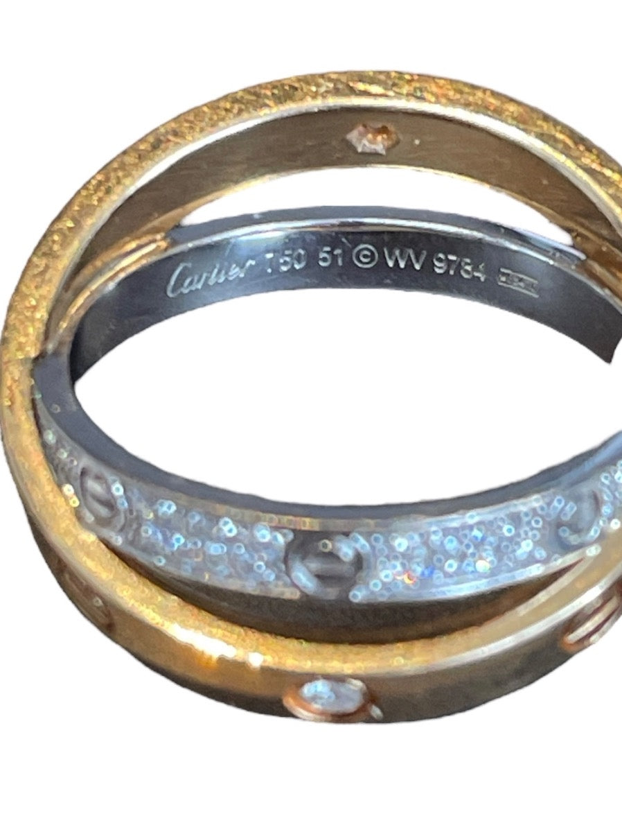 Cartier Love Diamond & 18K Rose Gold Double Ring sz 51