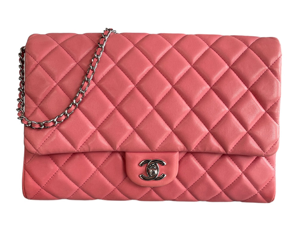 Chanel Pink Lambskin Matelasse Clutch on Chain