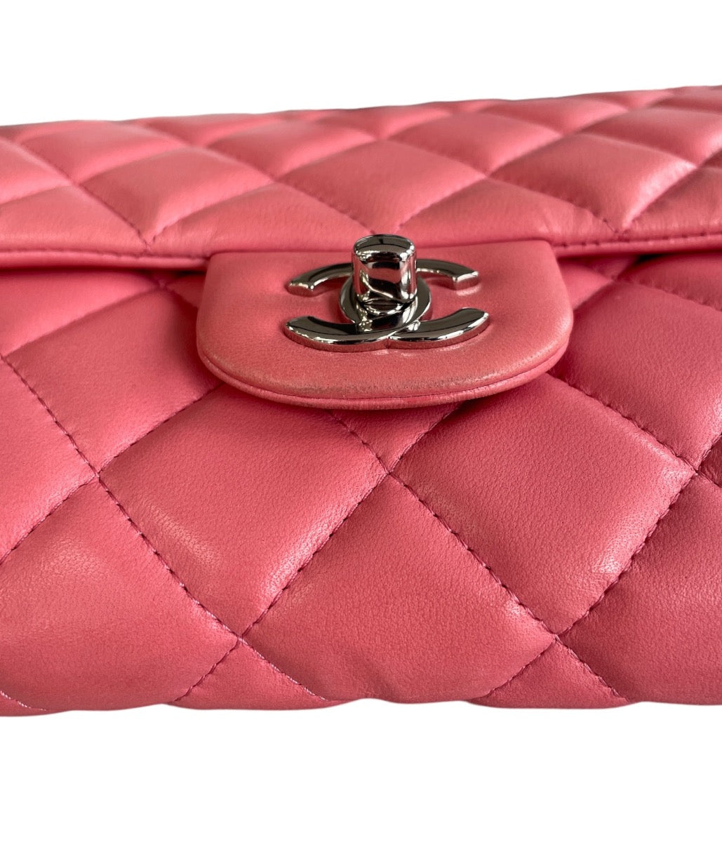 Chanel Pink Lambskin Matelasse Clutch on Chain