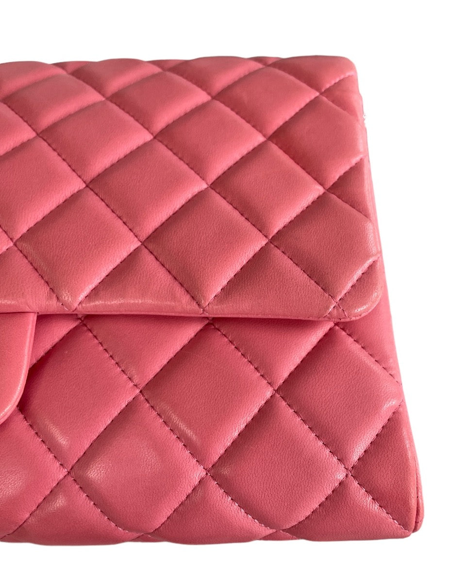 Chanel Pink Lambskin Matelasse Clutch on Chain