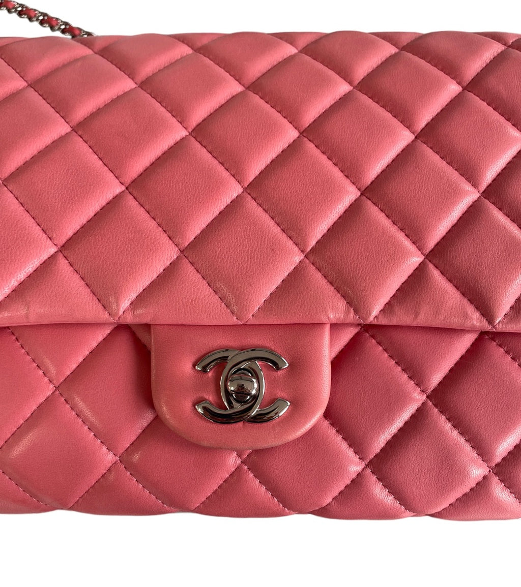 Chanel Pink Lambskin Matelasse Clutch on Chain