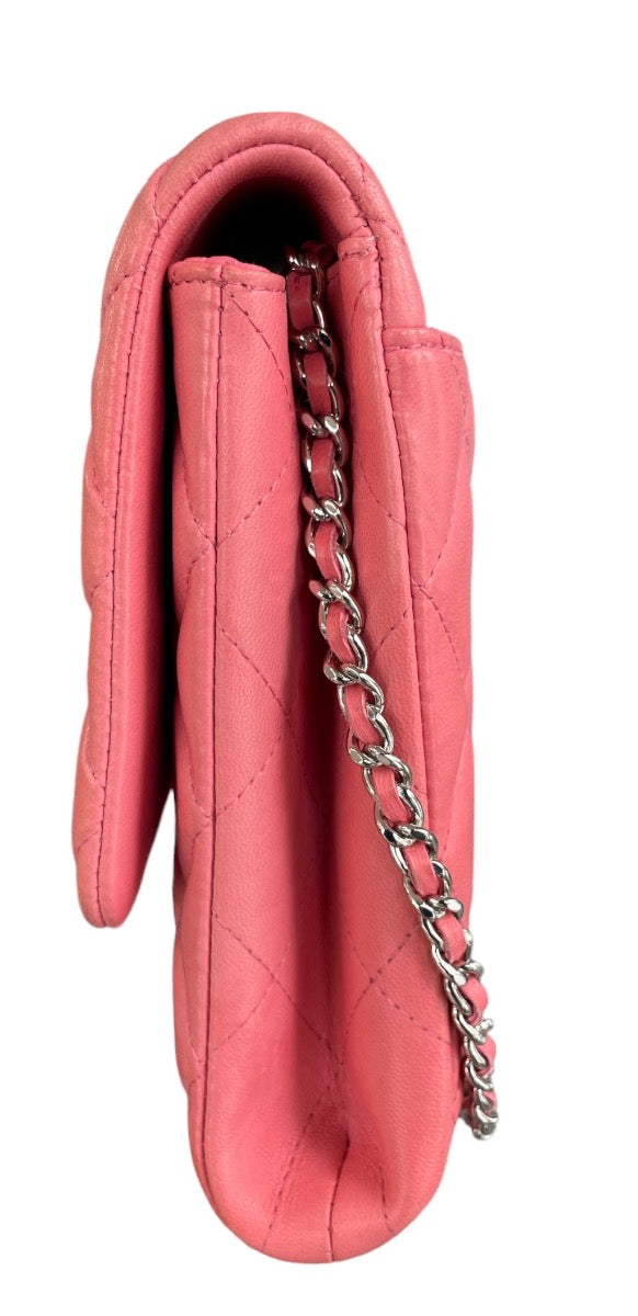 Chanel Pink Lambskin Matelasse Clutch on Chain