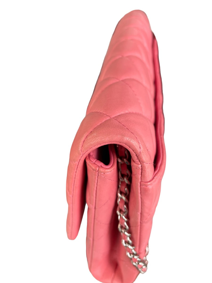 Chanel Pink Lambskin Matelasse Clutch on Chain