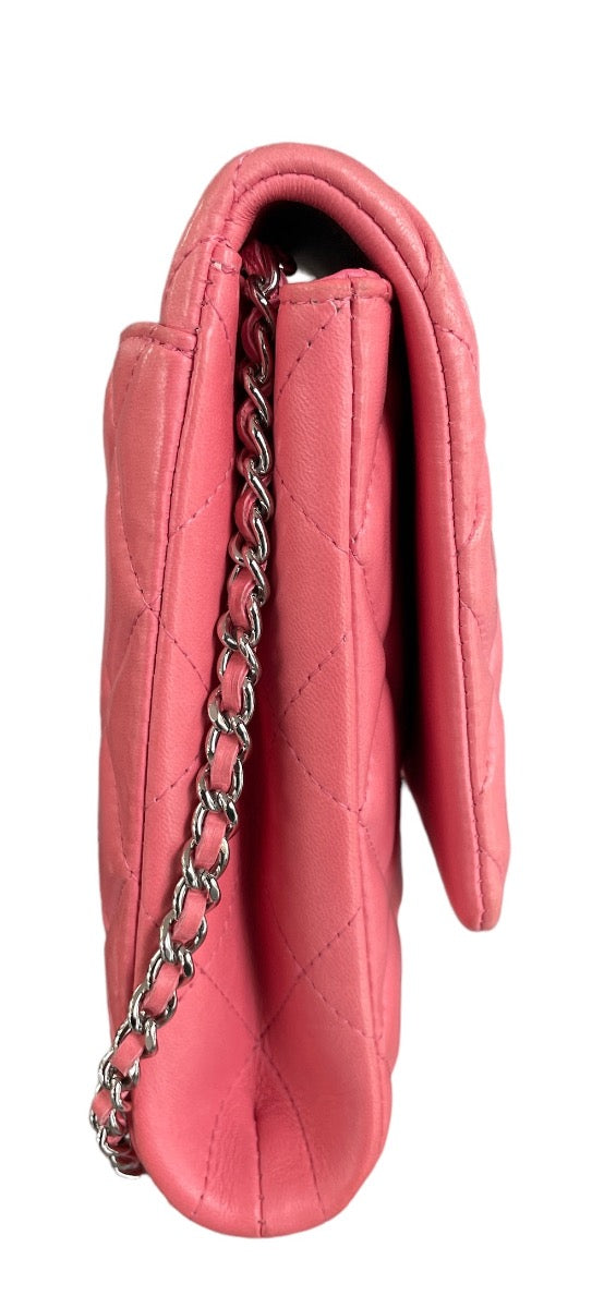 Chanel Pink Lambskin Matelasse Clutch on Chain