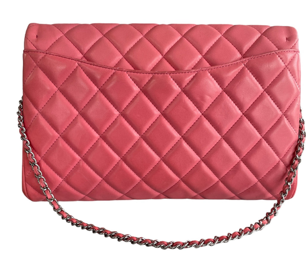 Chanel Pink Lambskin Matelasse Clutch on Chain