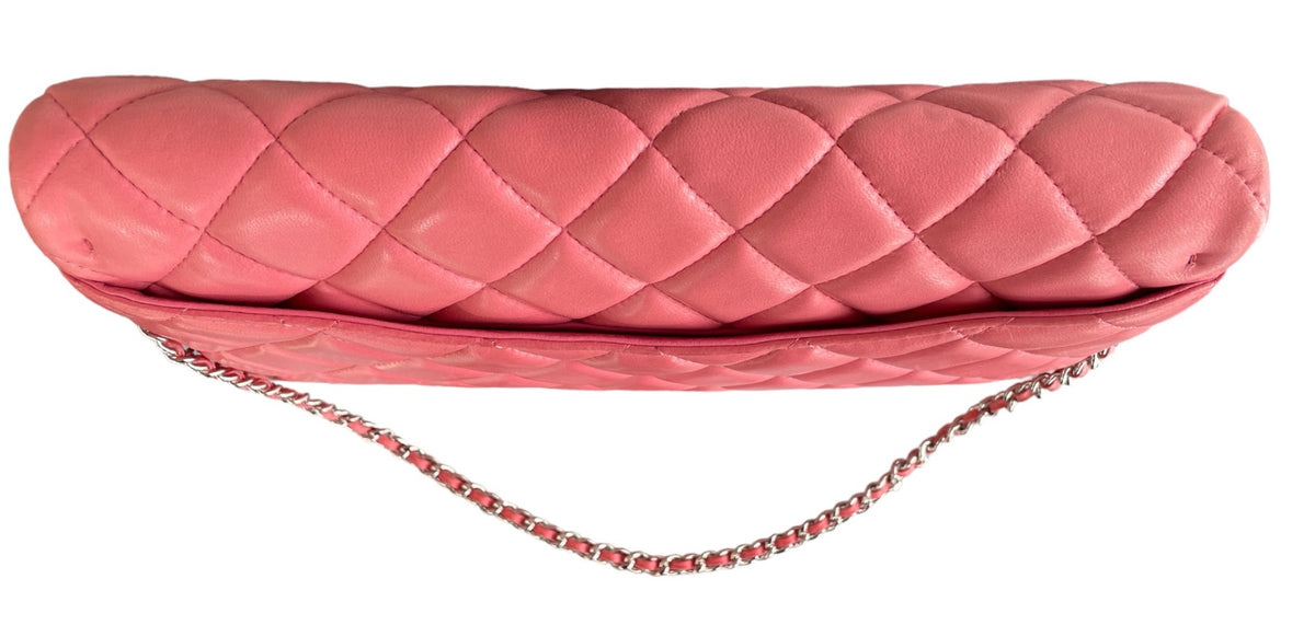 Chanel Pink Lambskin Matelasse Clutch on Chain