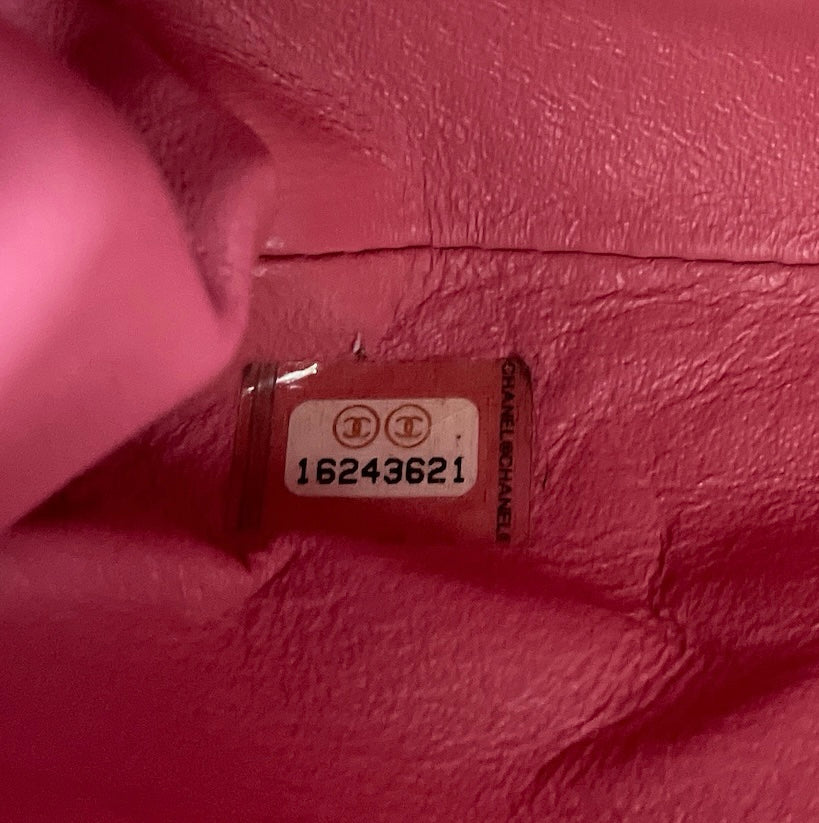Chanel Pink Lambskin Matelasse Clutch on Chain