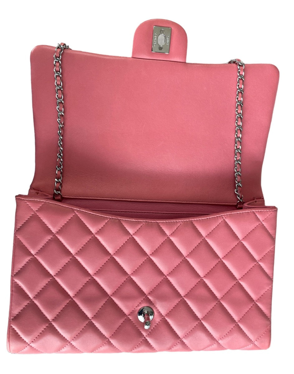 Chanel Pink Lambskin Matelasse Clutch on Chain