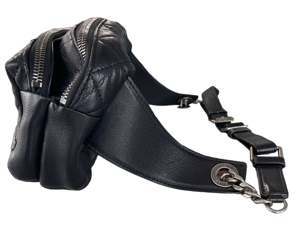Chanel Black Quilted Calfskin Street CC Waist Bag