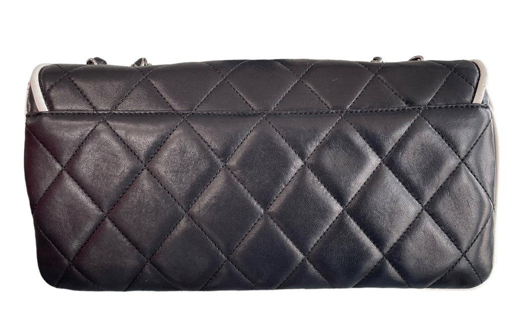 Chanel White & Black Lambskin  Leather Devine Shoulder Bag