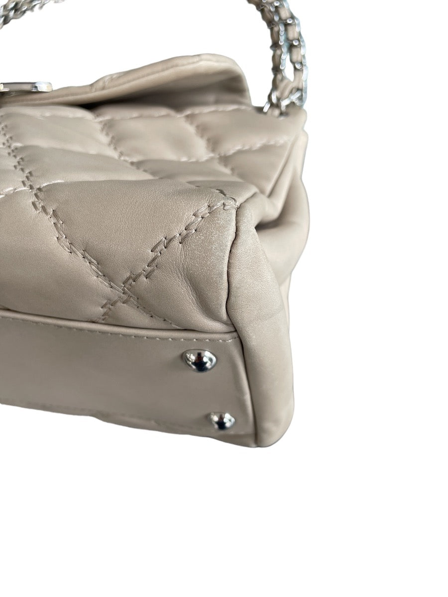 Chanel Beige Calfskin Hampton CC Accordion Shoulder Bag