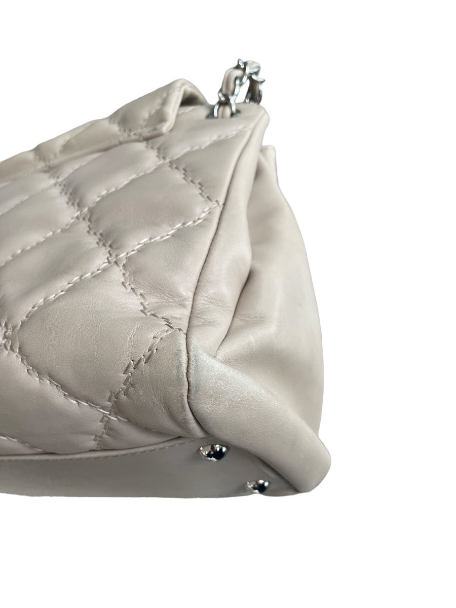 Chanel Beige Calfskin Hampton CC Accordion Shoulder Bag