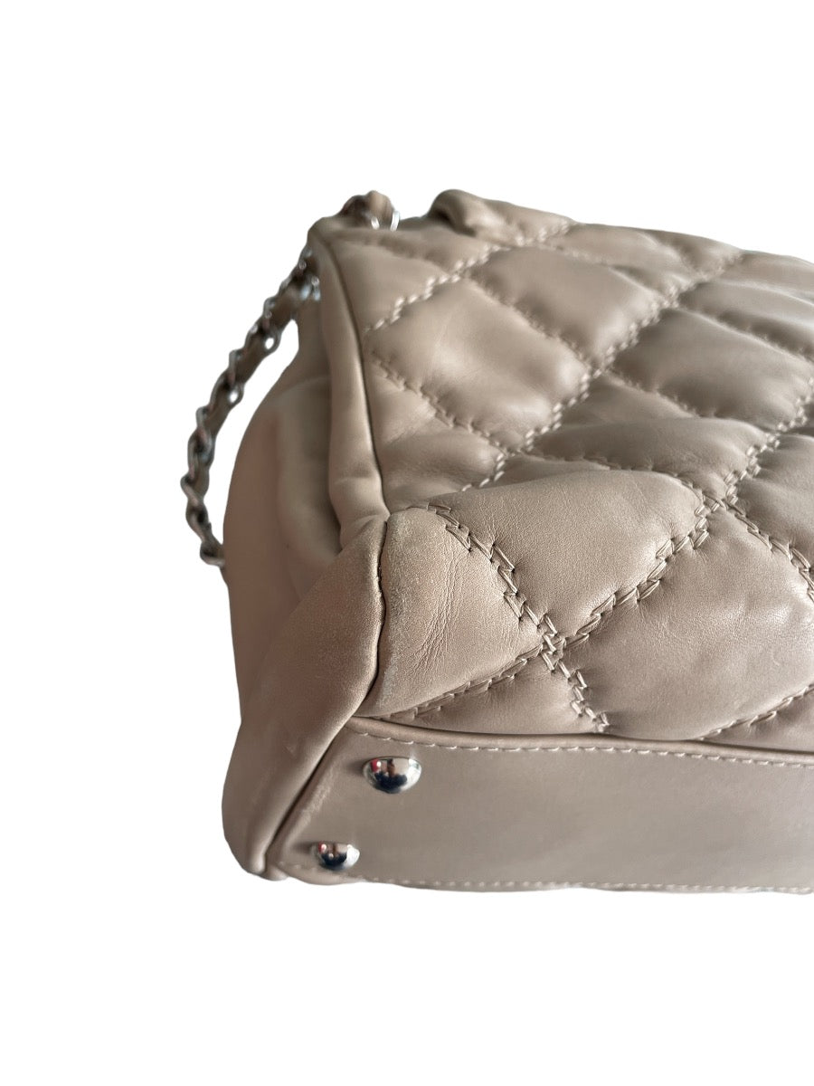 Chanel Beige Calfskin Hampton CC Accordion Shoulder Bag