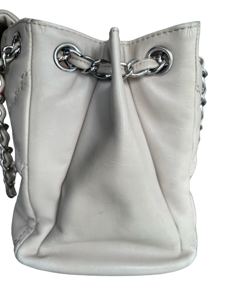 Chanel Beige Calfskin Hampton CC Accordion Shoulder Bag